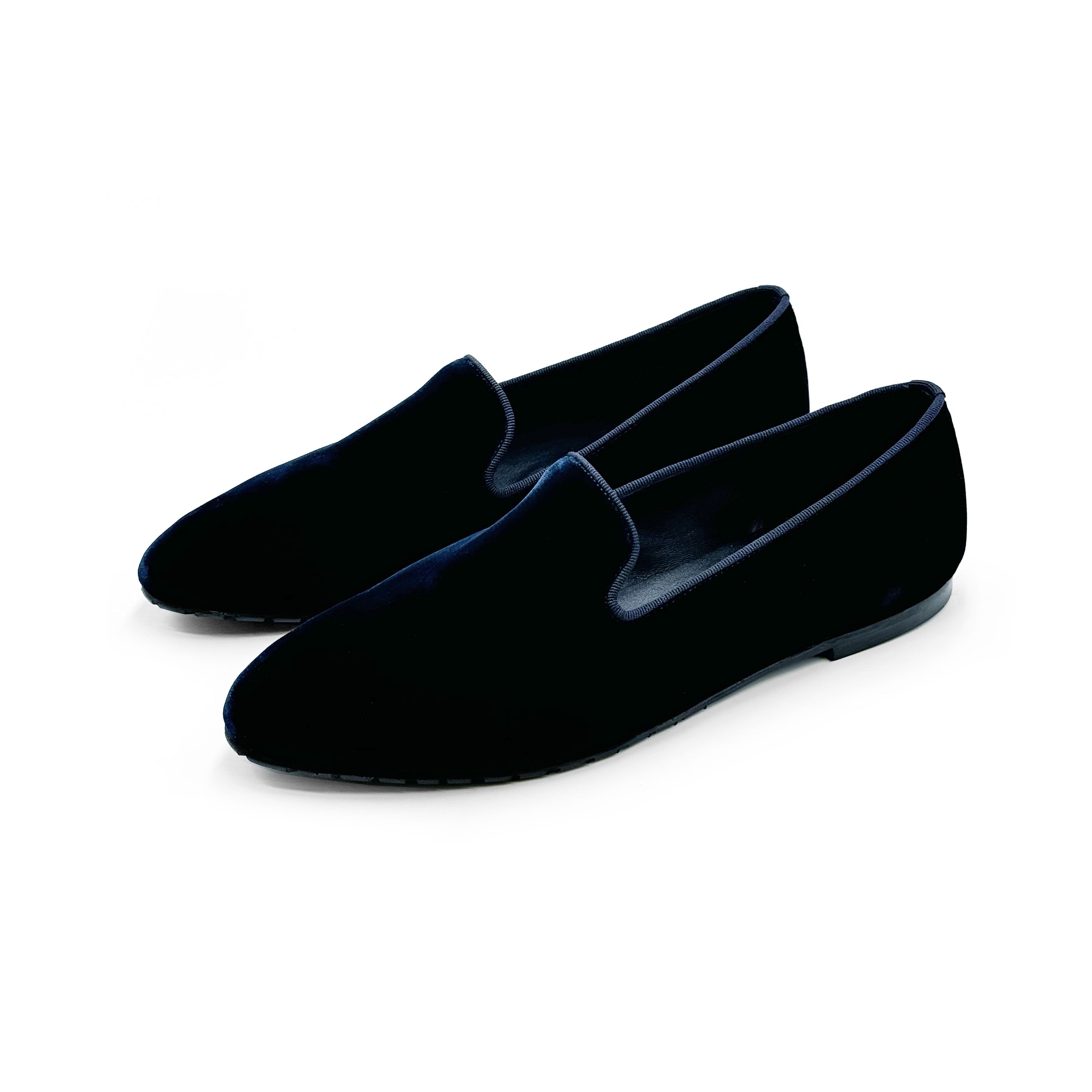 Blaue Damen Slippers aus Samt