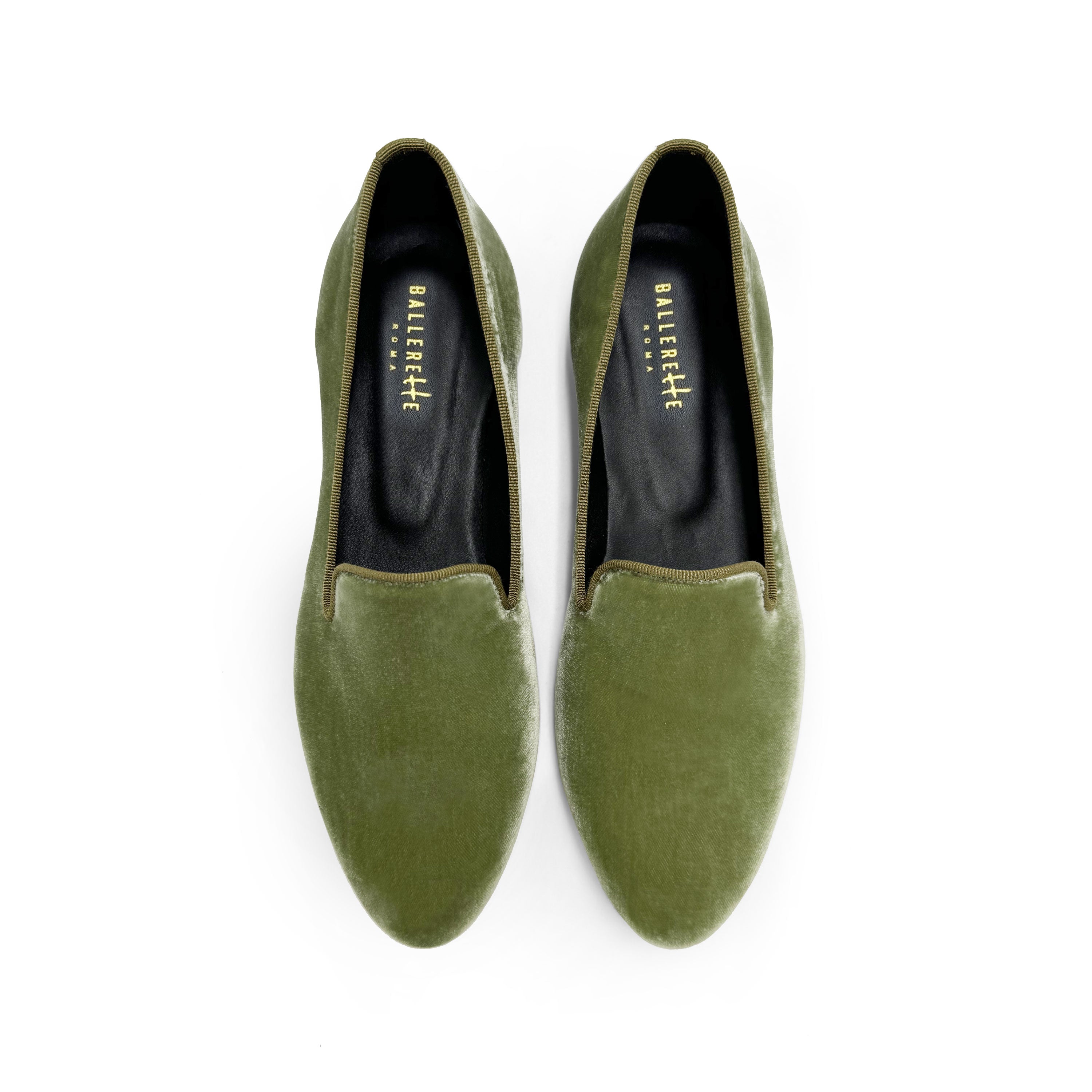 Green velvet women loafers