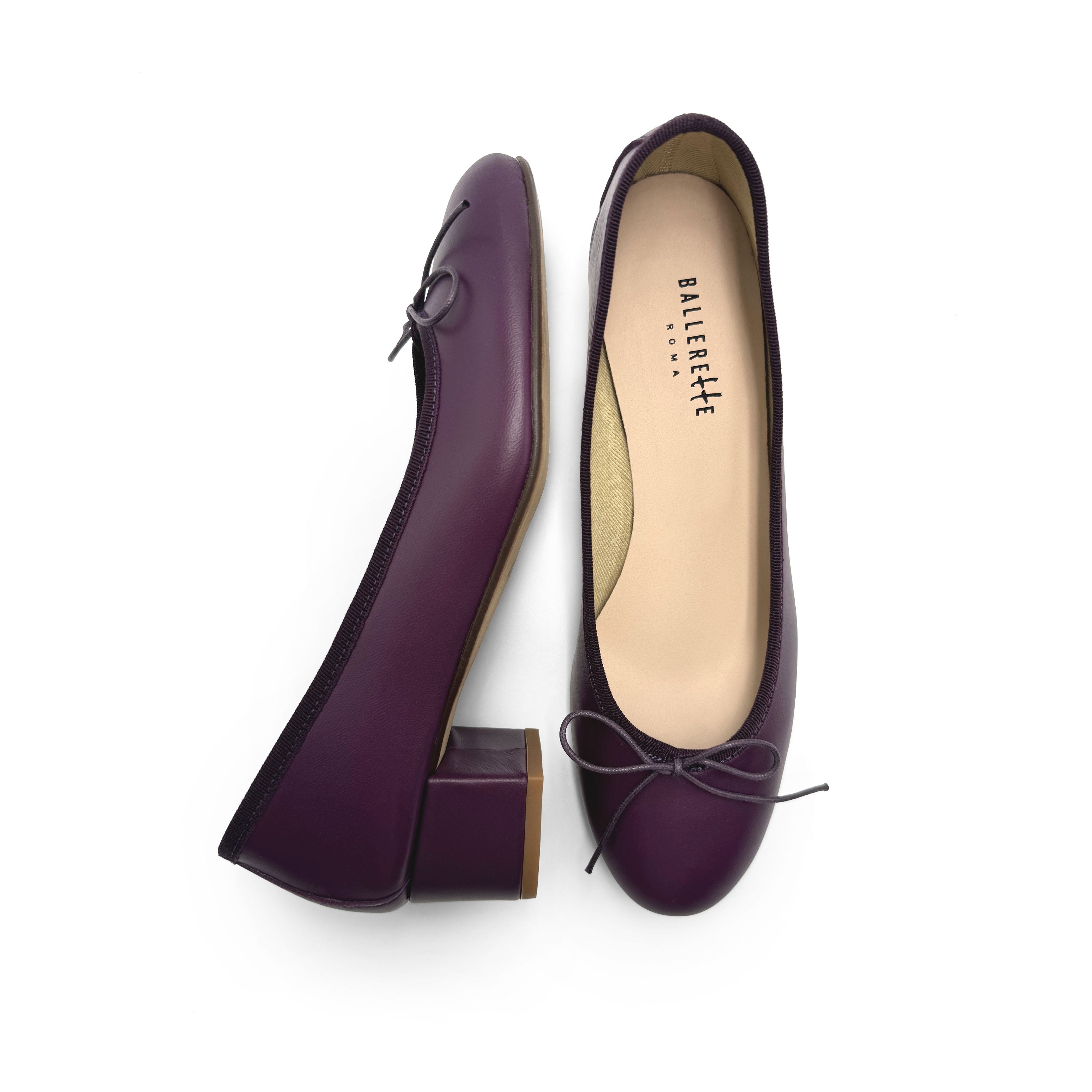 Ballerines en cuir violette a talon haut