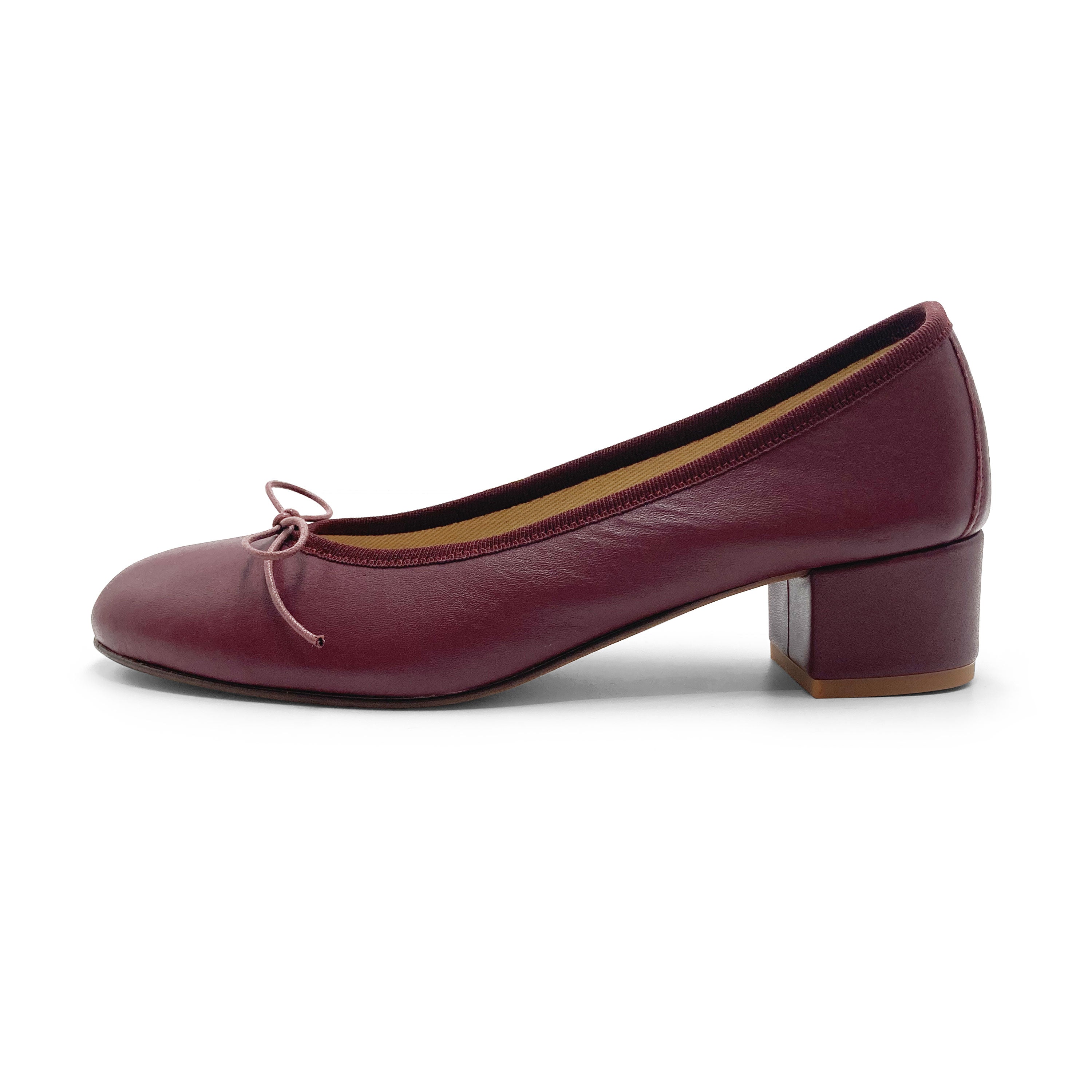 NEW Ferca 81 Burgundy and Black Italian Made Leather Ballet Flats 2024 Size 39