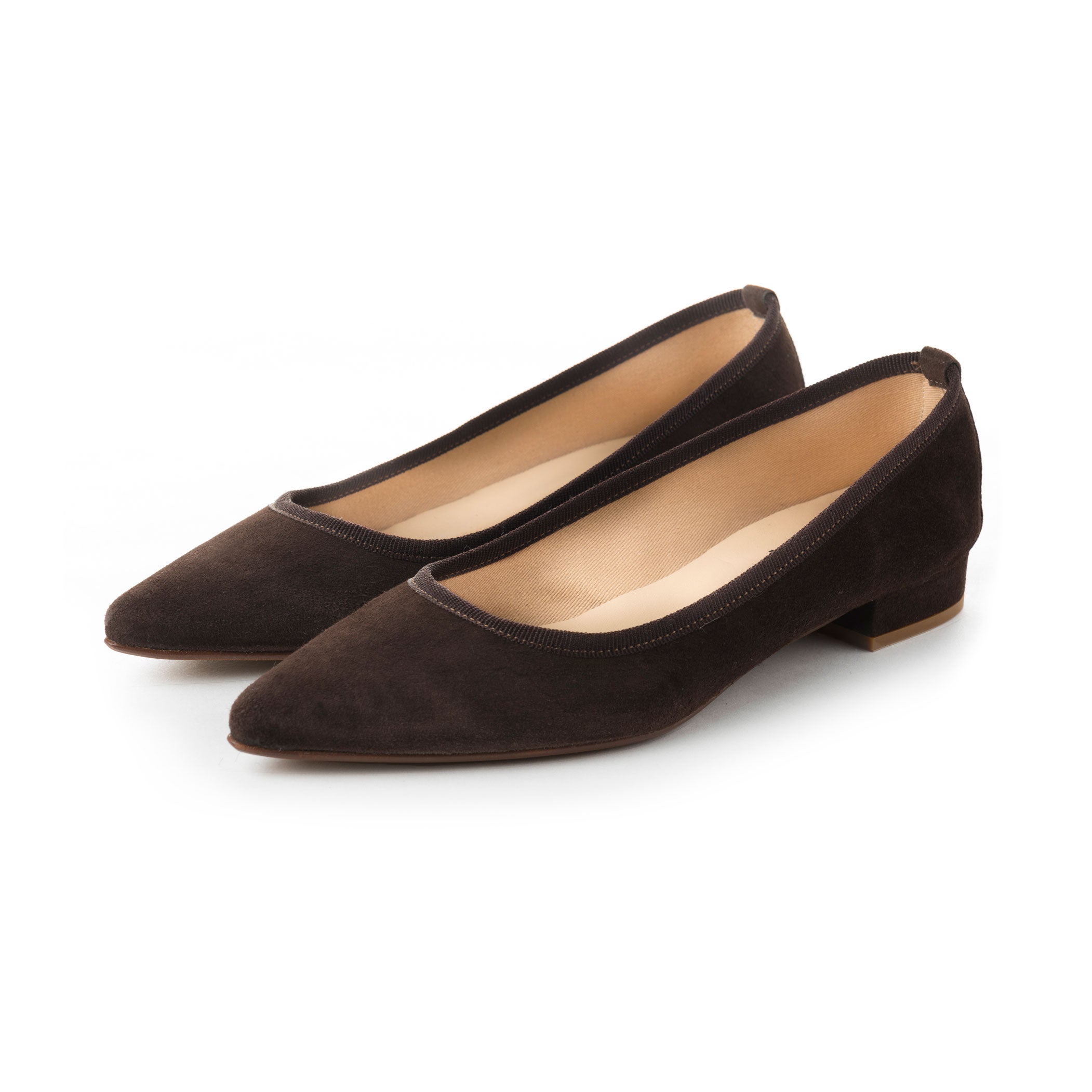 Ballerines pointues en daim marron