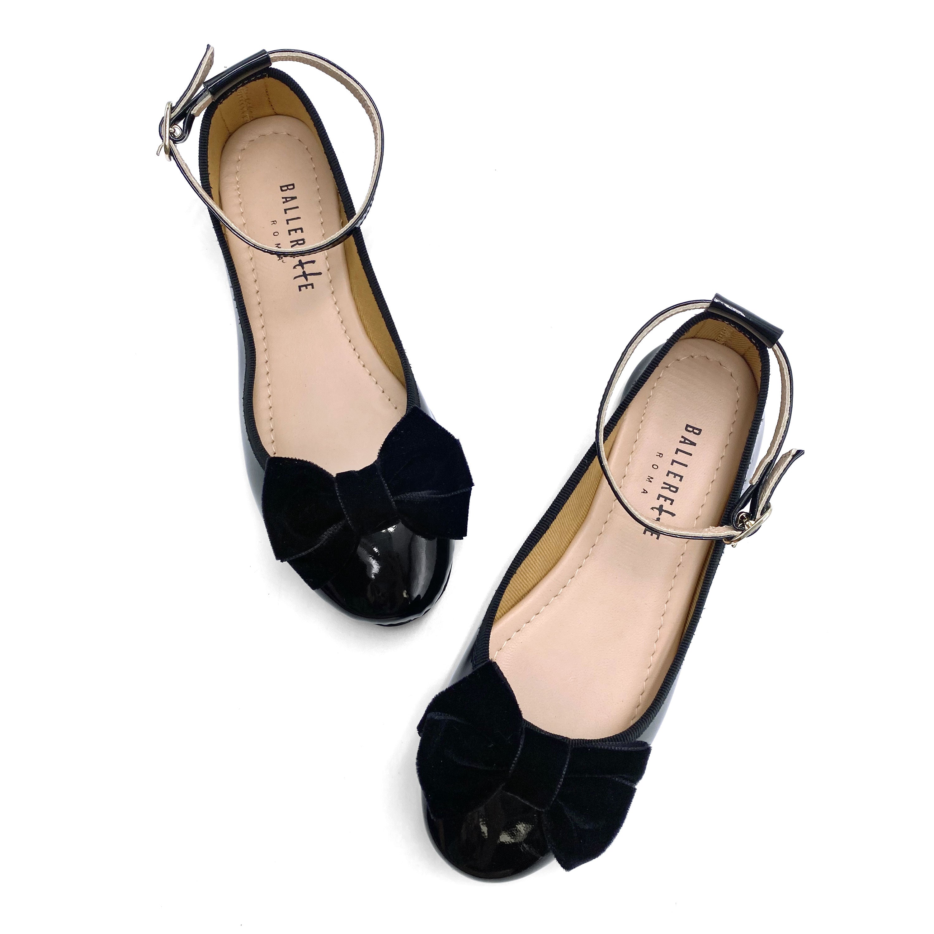 Patent leather flats with bow on sale