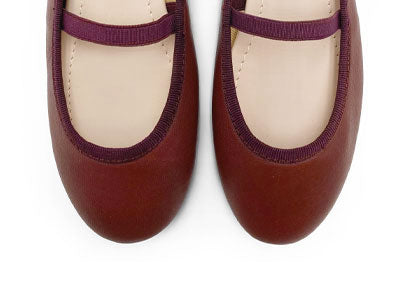 Ballerine bambina bordeaux in pelle con elastico