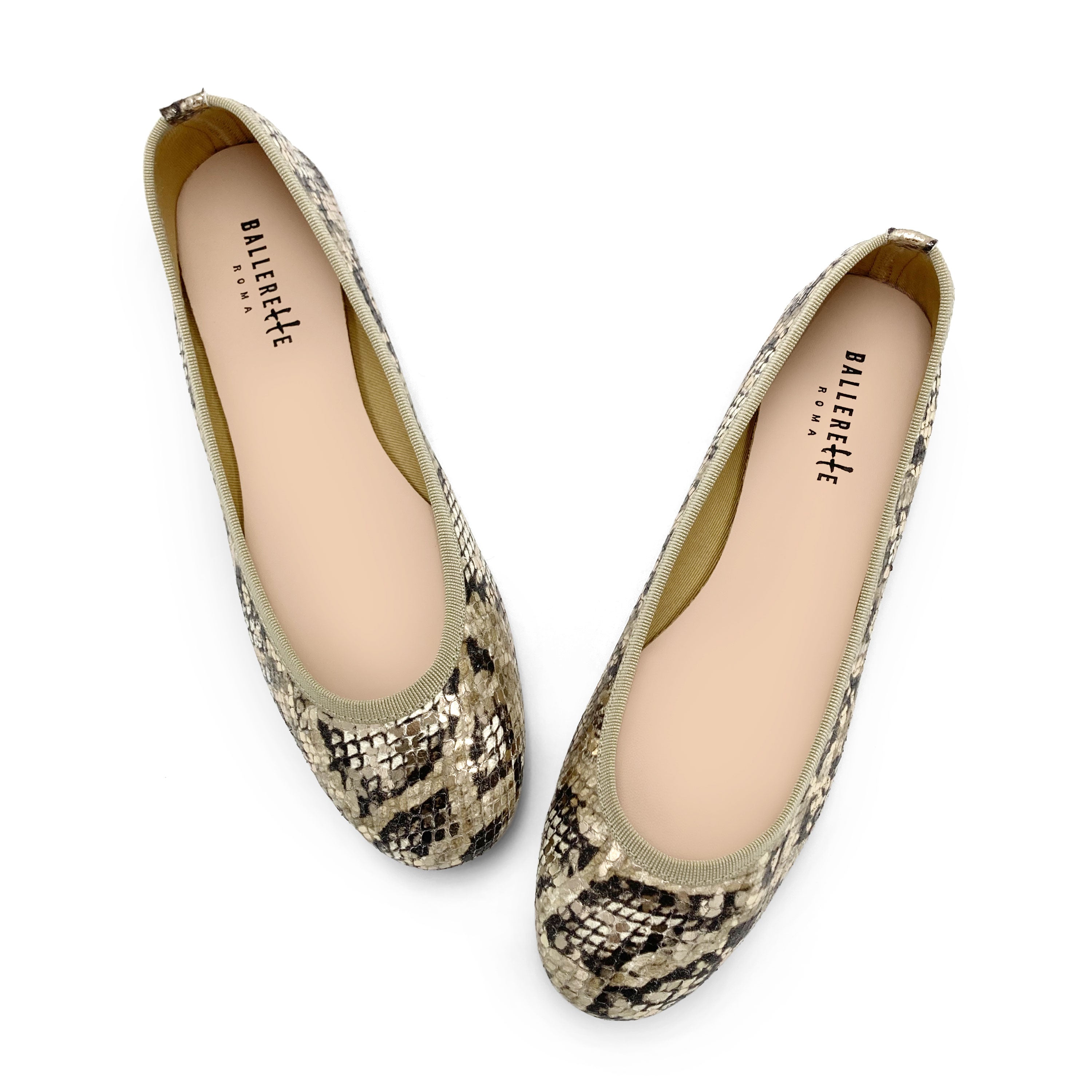 Snake print leather ballet flats