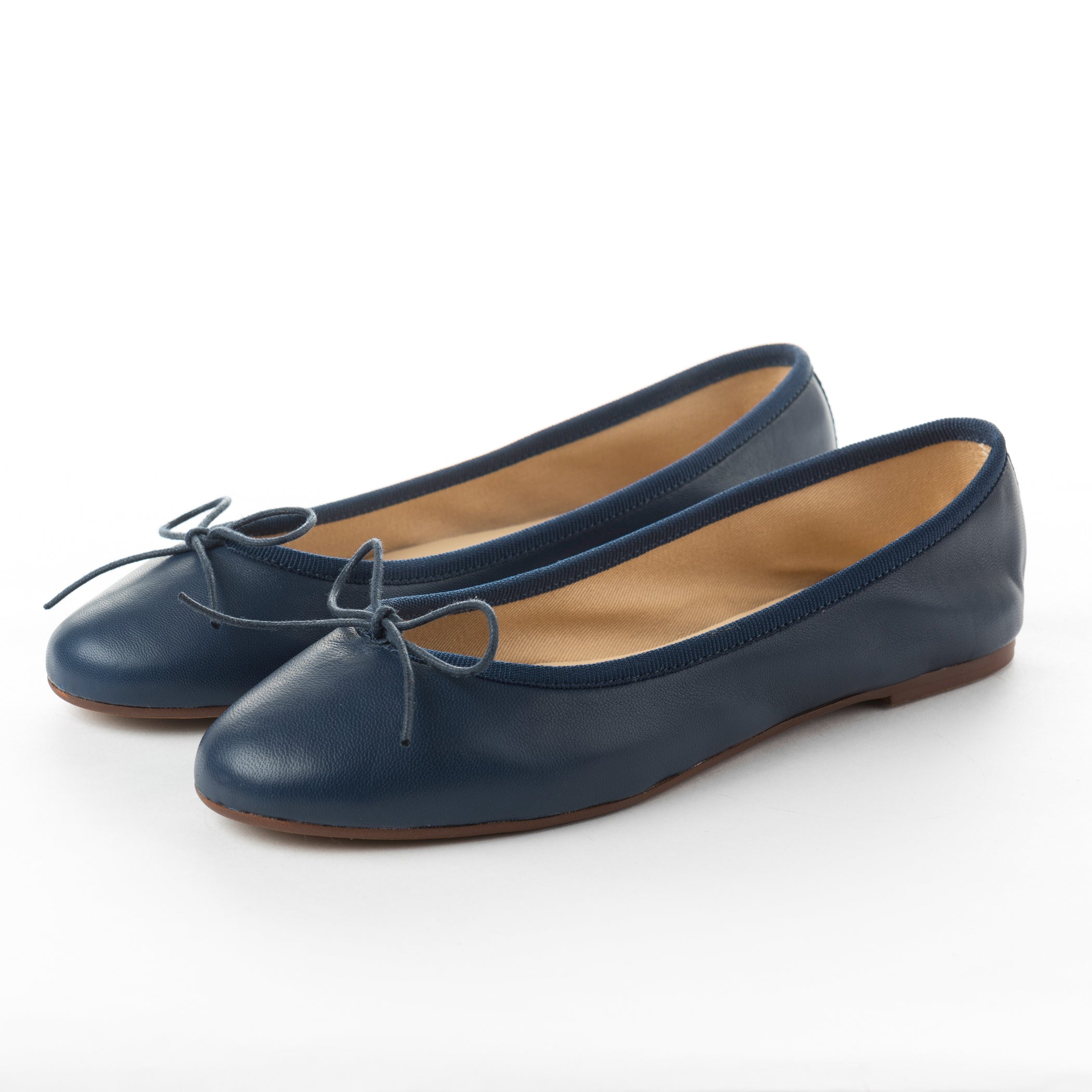 Navy blue leather ballet flats