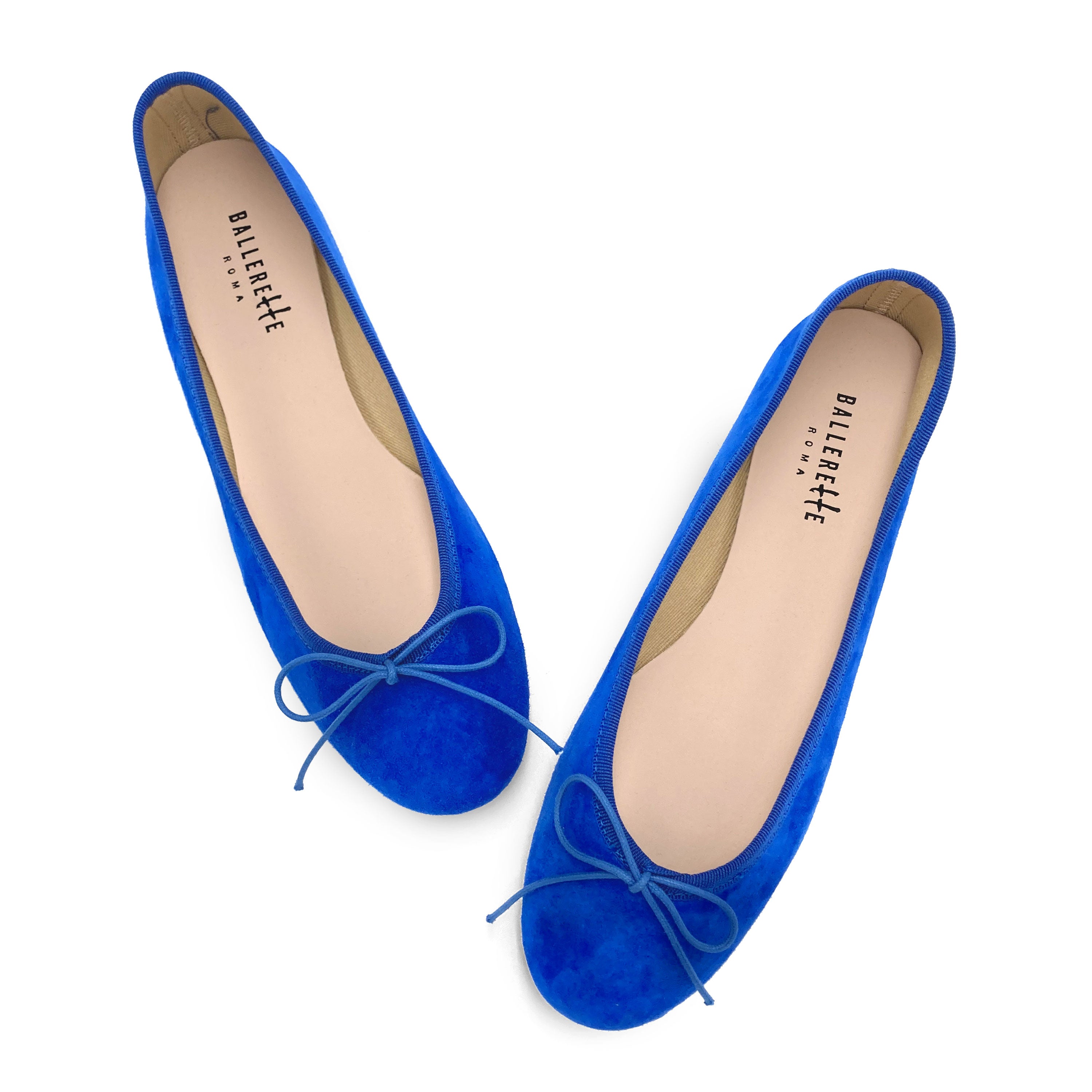 Royal blue suede ballet flats