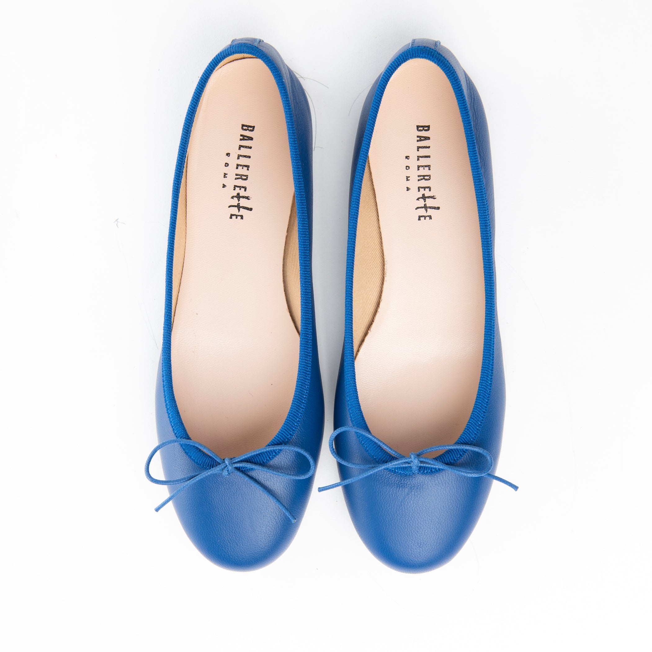 Royal blue leather ballet flat