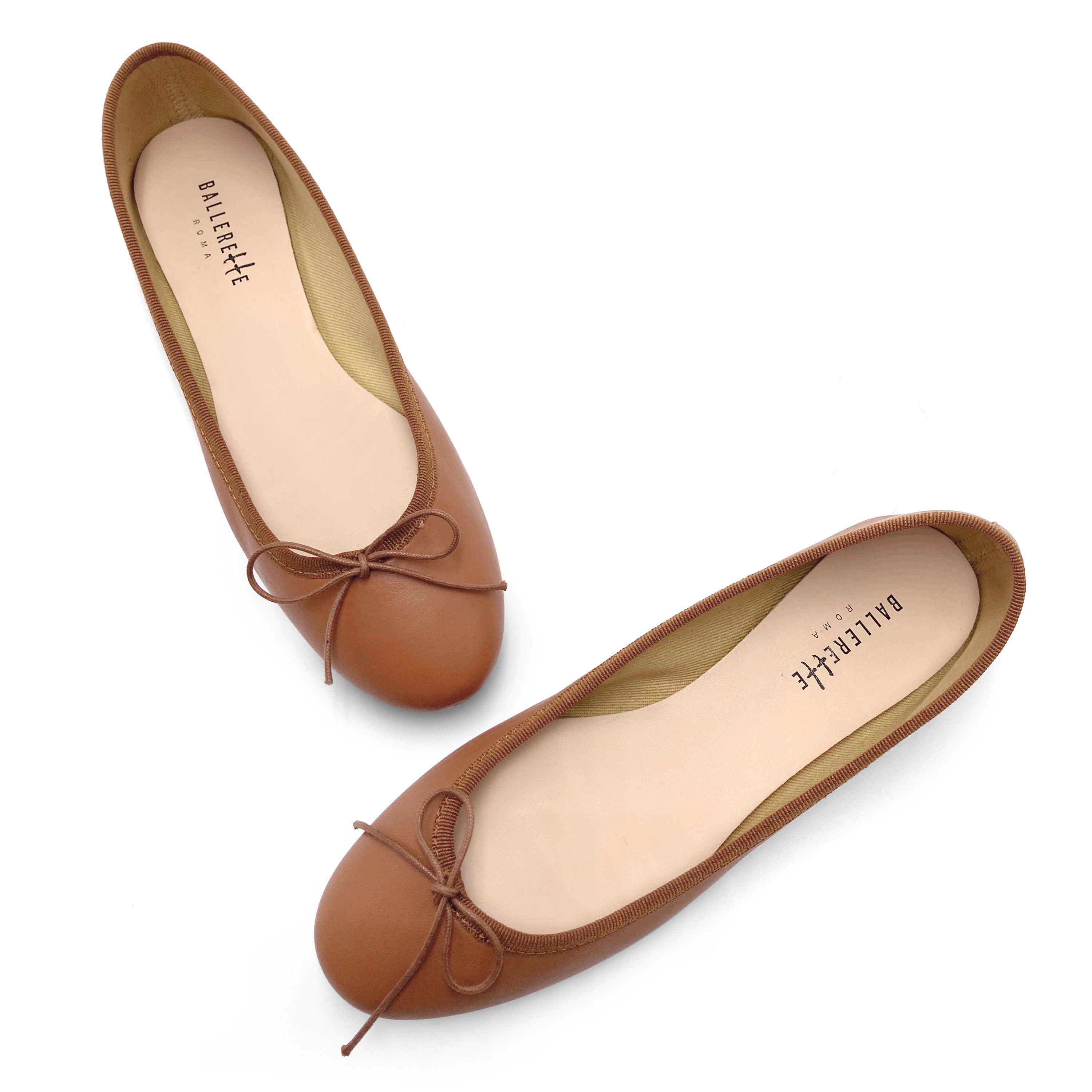 Tan leather ballet flats