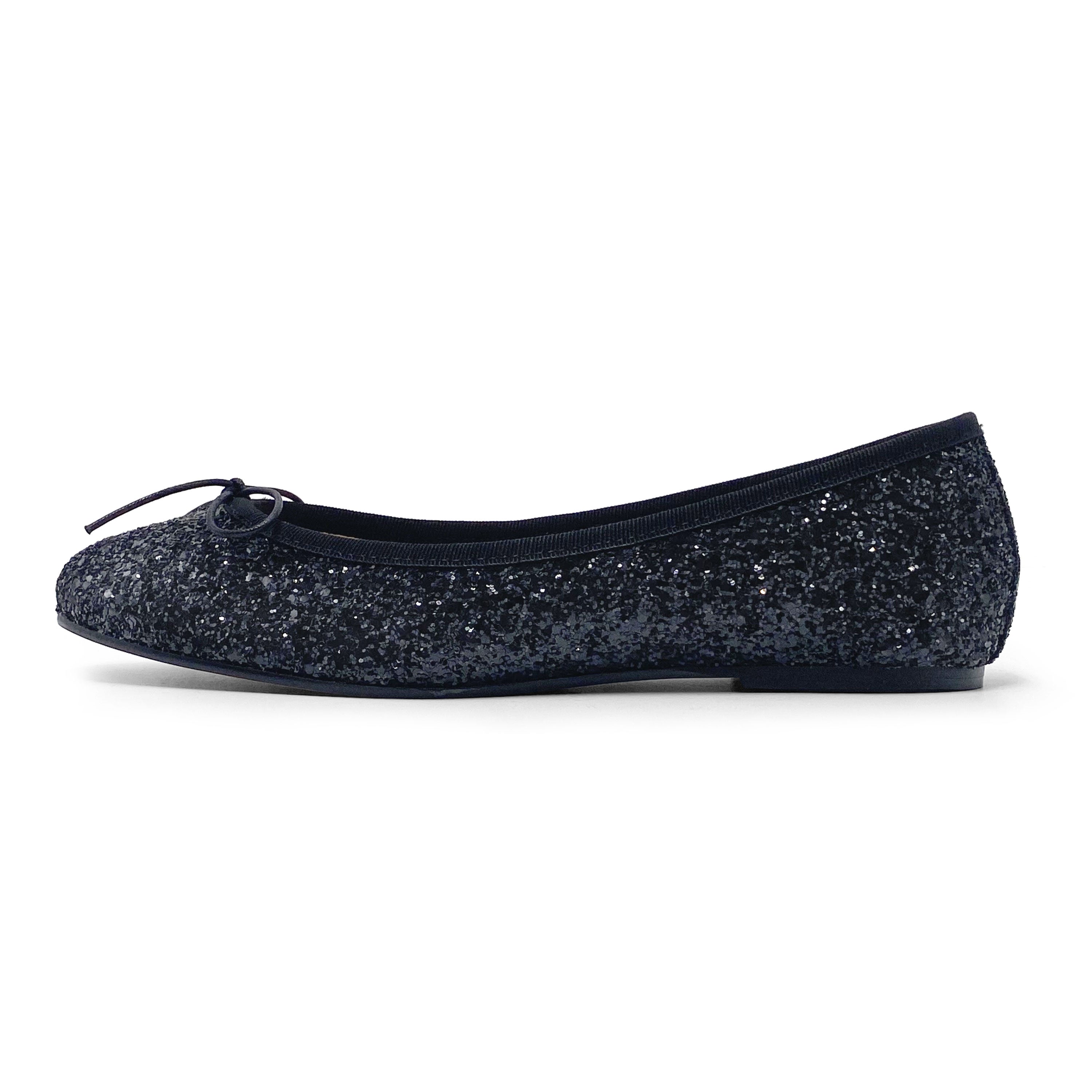 TT GO GREEN Collection - Black glitter ballet flats in ECO fabric