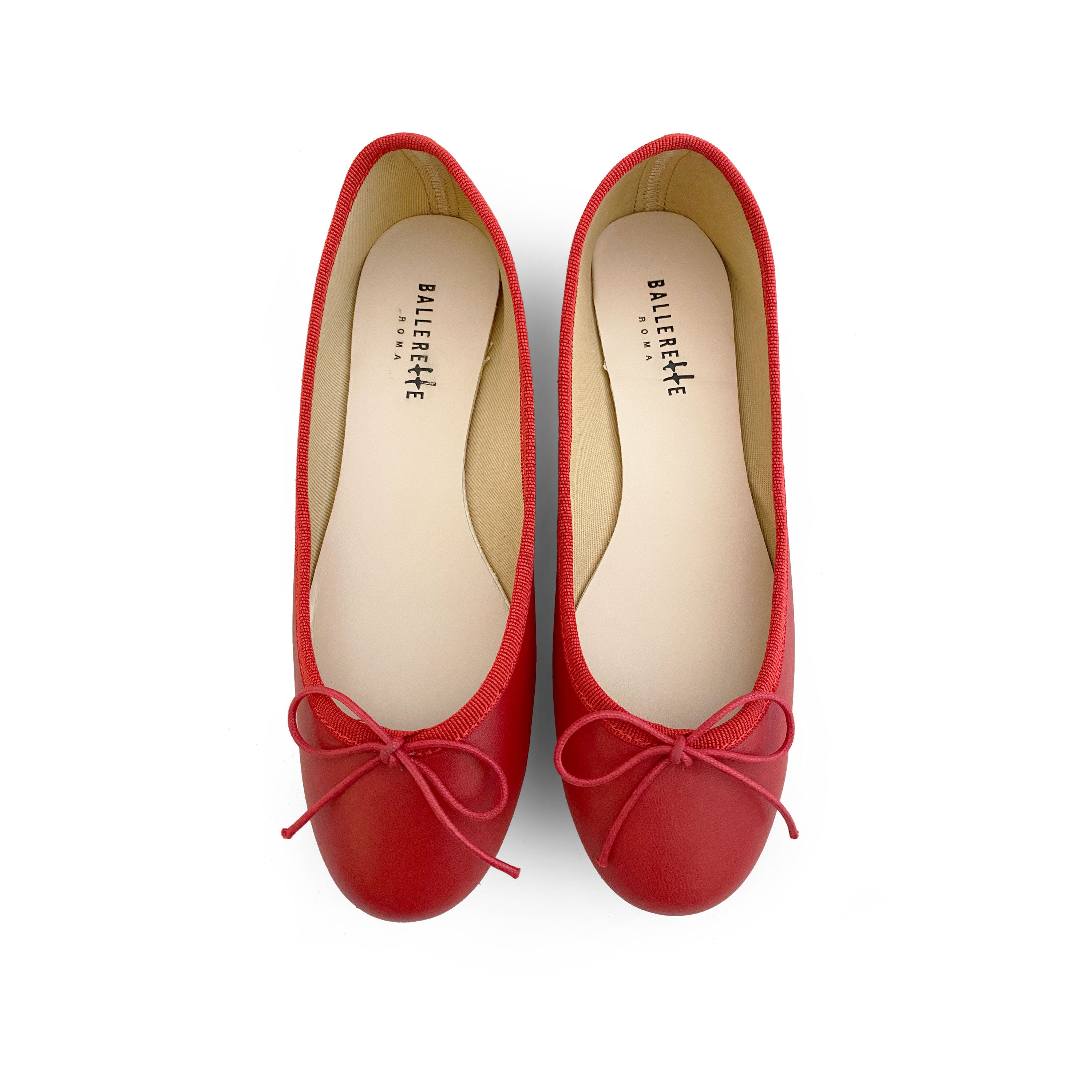 Red retailer leather flats