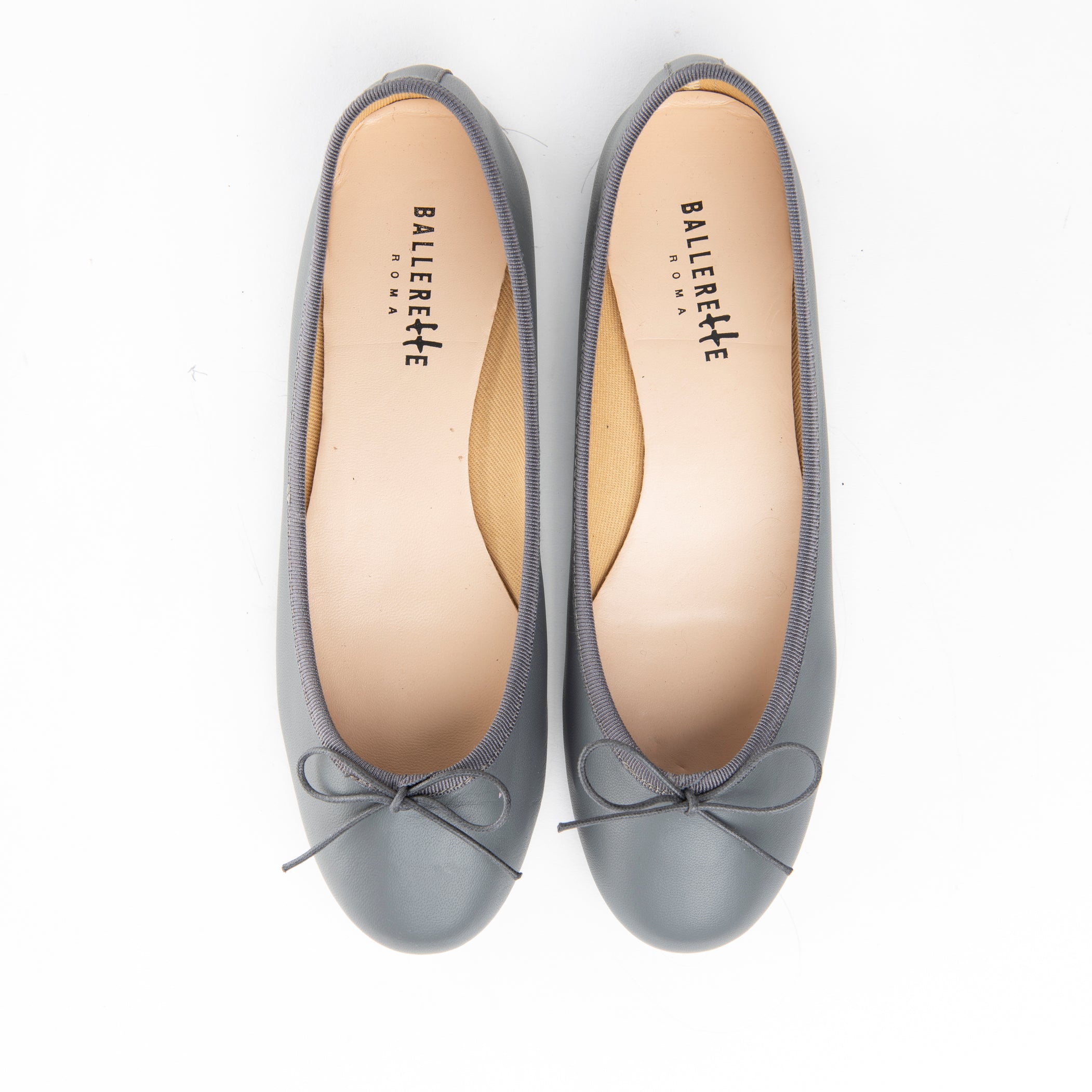 Dark grey leather ballet flats 35