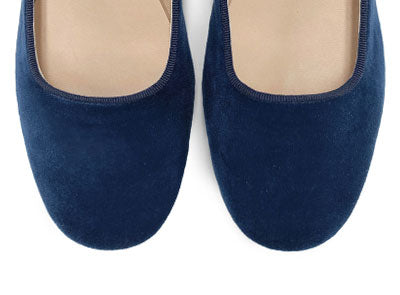 Ballerine blu in velluto con cinturino