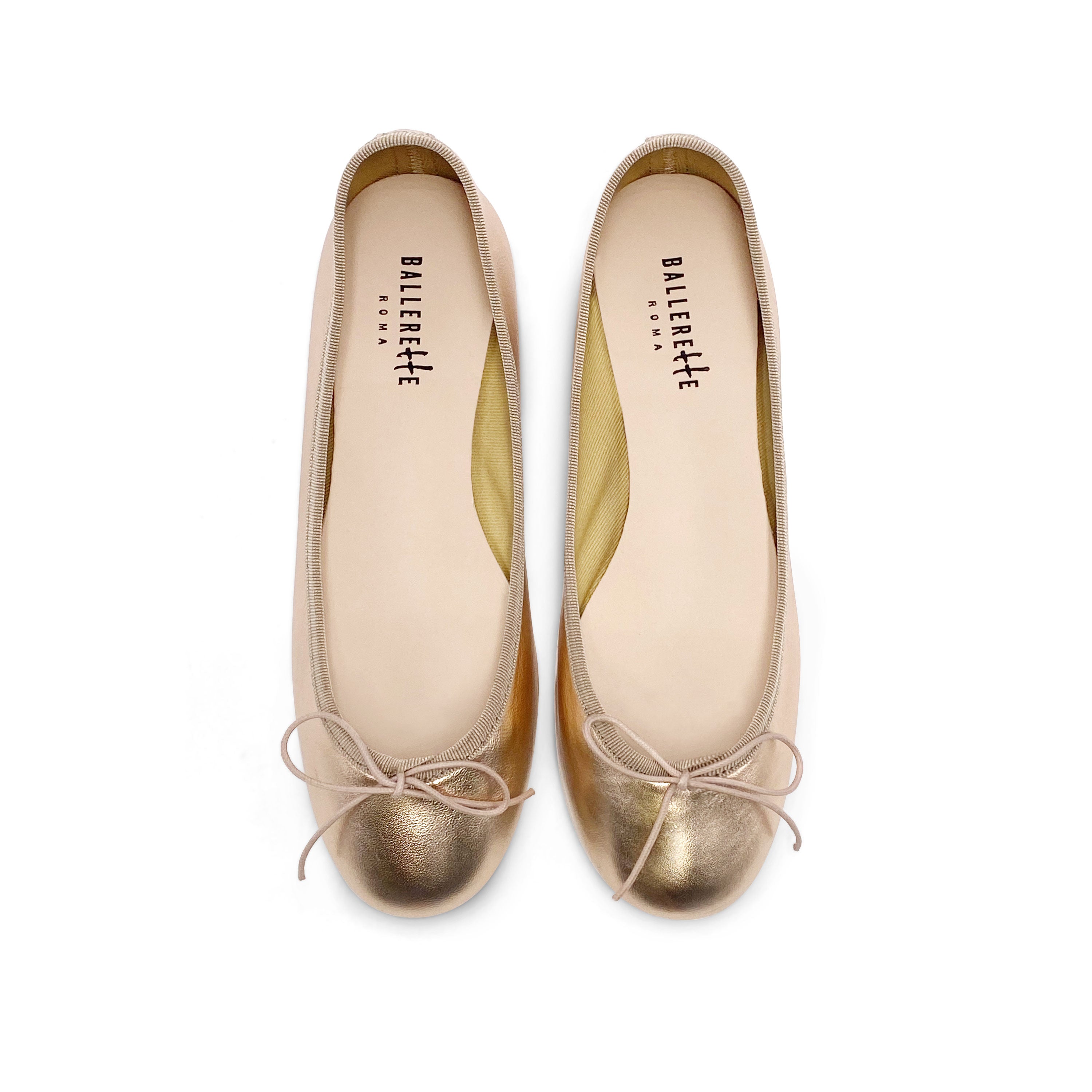 Rose gold ballerina flats on sale