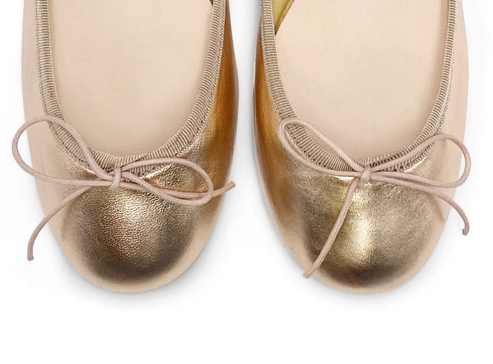 Metallic rose gold ballet flats