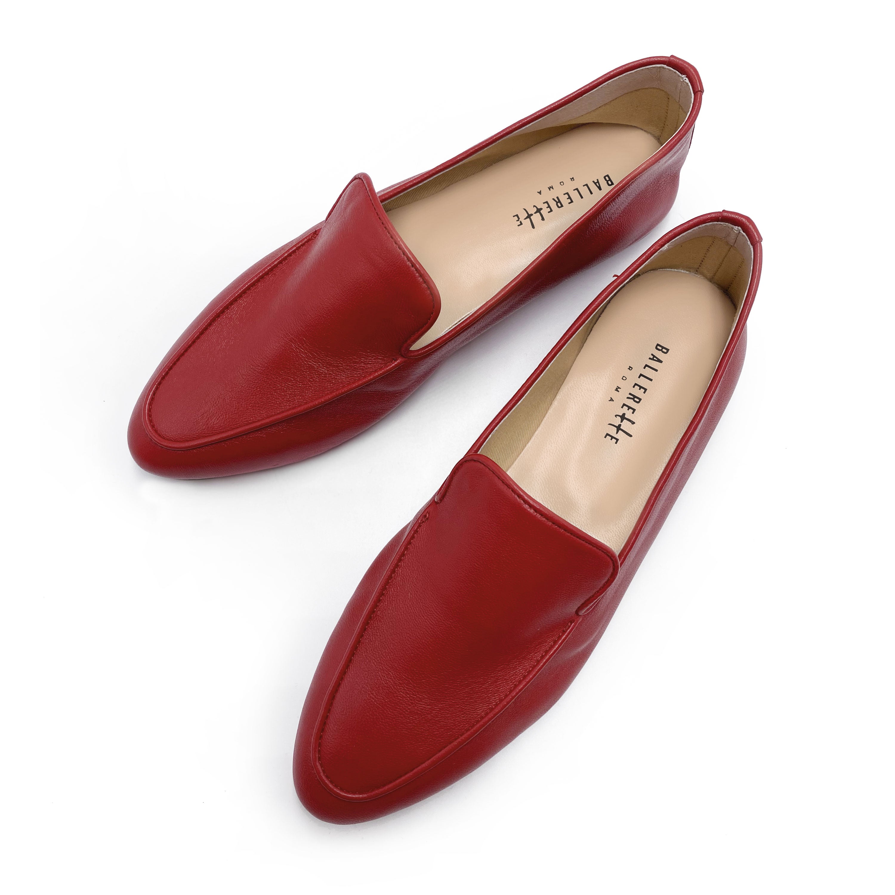 Mocasines de mujer en piel roja