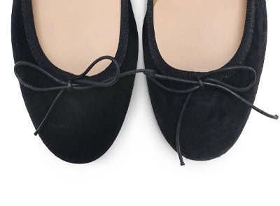 Black suede little heel ballet flats