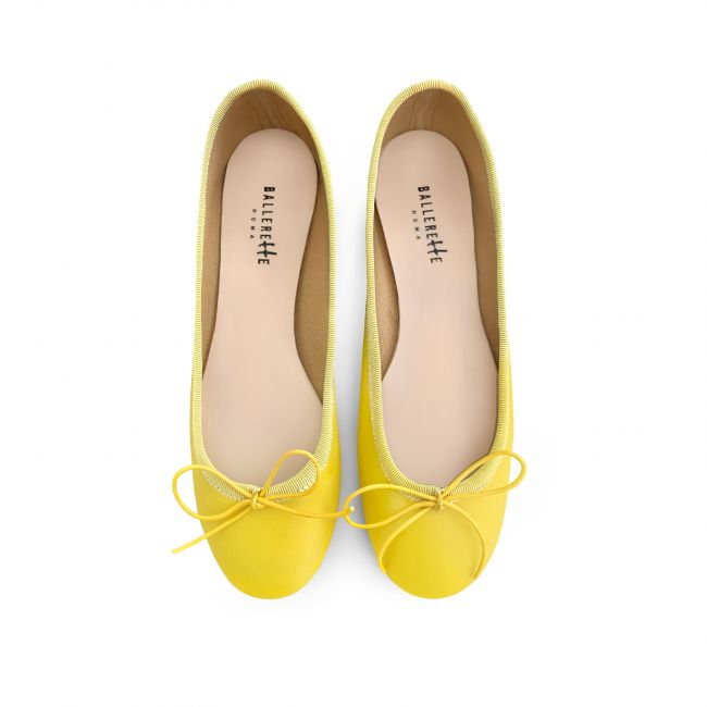 Yellow leather ballet flats