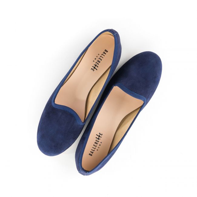 Blue suede women's loafers