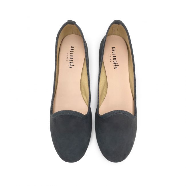 Gray women loafers in suede