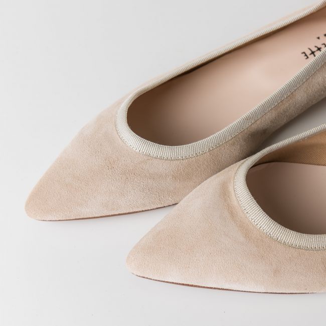 Beige pointed toe ballet flats
