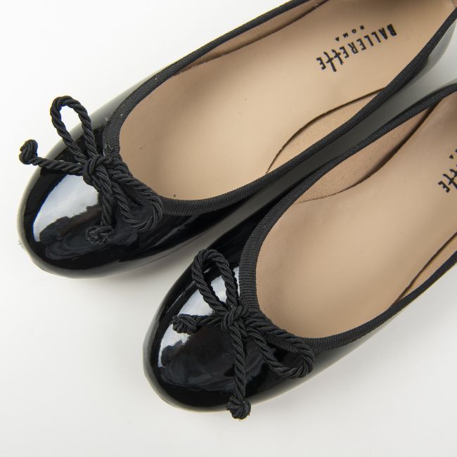Black patent leather ballet flats with bow - Ballerette