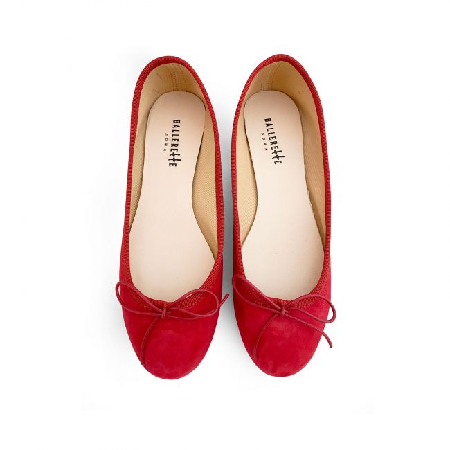 Red suede ballet flats