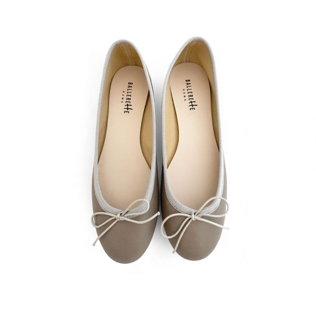 Dove gray leather ballet flats