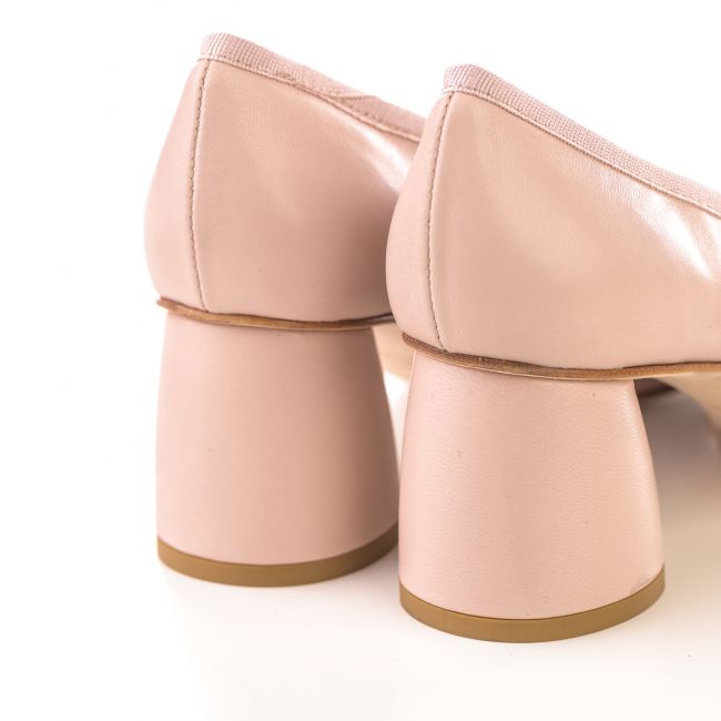 Beige leather pump ballet flats with high  heel