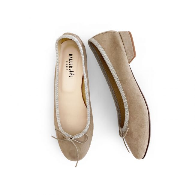 Dove grey suede medium heel ballet flats