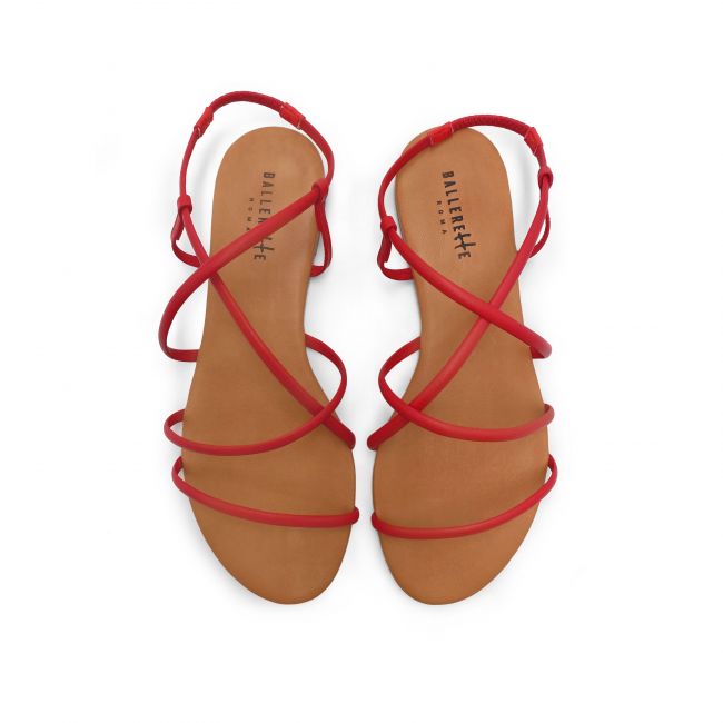 Rote Leder Sandalen mit röhrenförmigen Schnürsenkeln