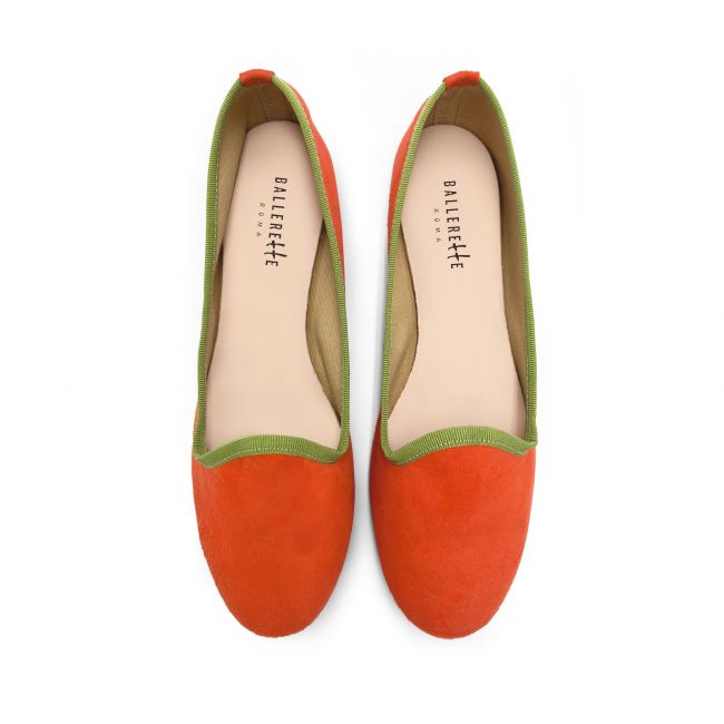 Women's orange suede loafers