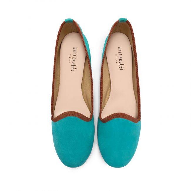 Women's loafers in turquoise suede