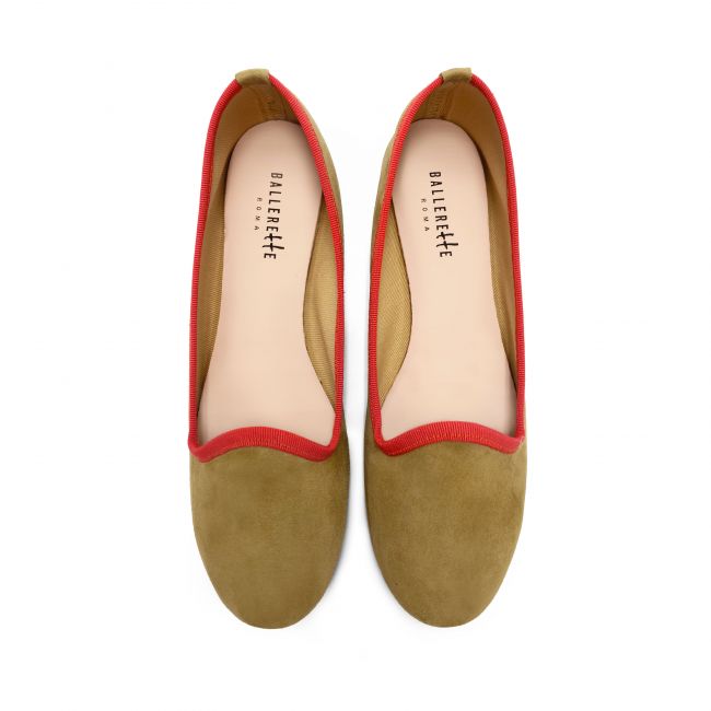Women's olive green suede loafers