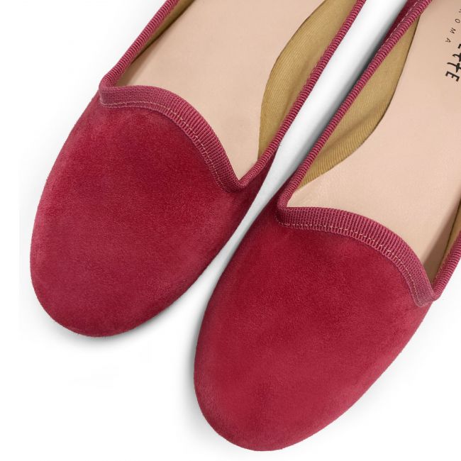 Women's red suede loafers
