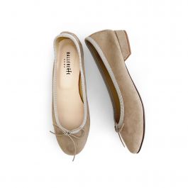 Dove grey suede medium heel ballet flats - Ballerette